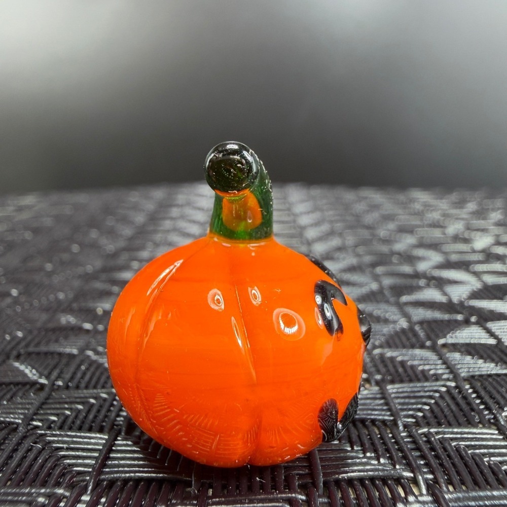 Venetian Glass Miniature Pumpkin Jack O Lantern Halloween Decor Set of 3 VTG - Picture 8 of 11